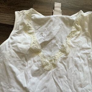 Vintage Elegant White Lace Trim Sleepwear Top